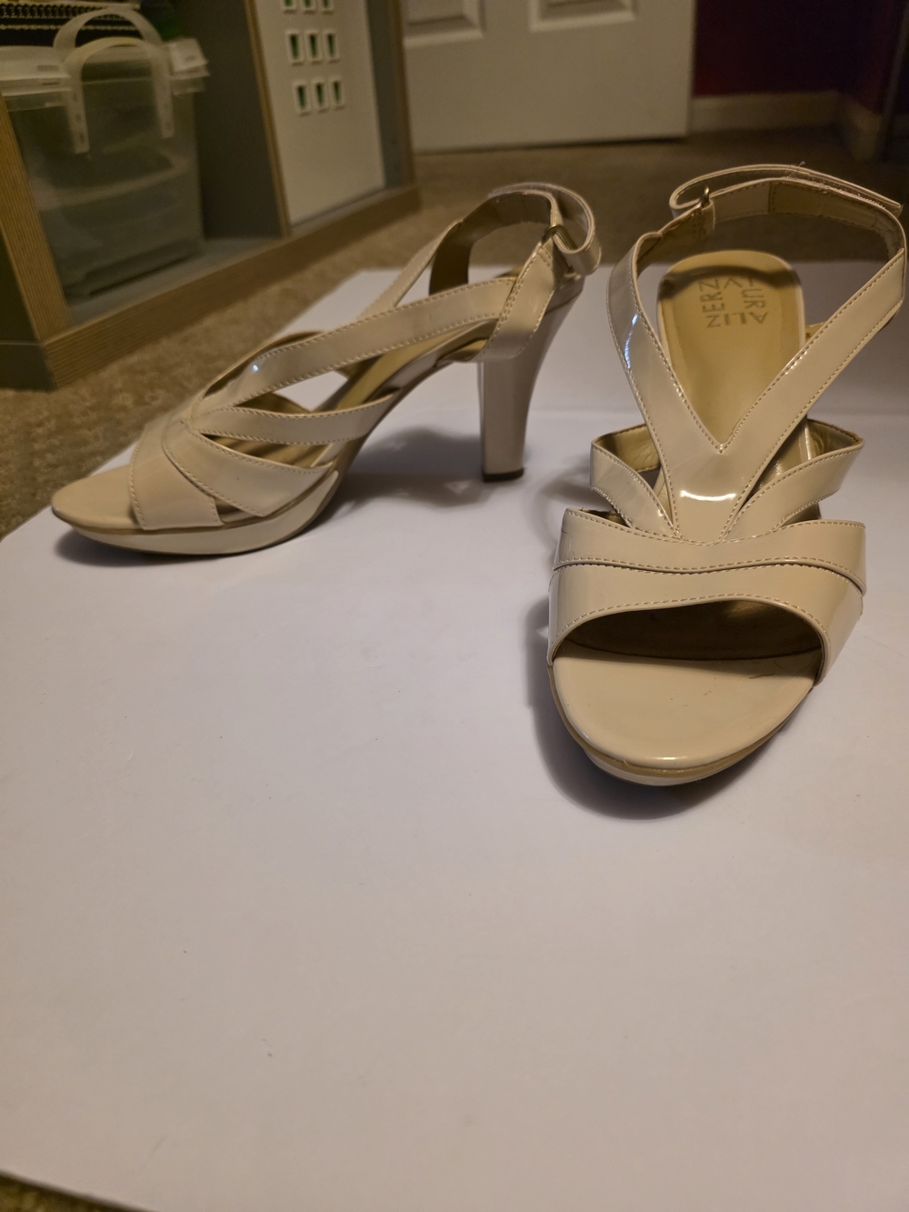 Naturalizer Beige Patent Strappy High Heels
